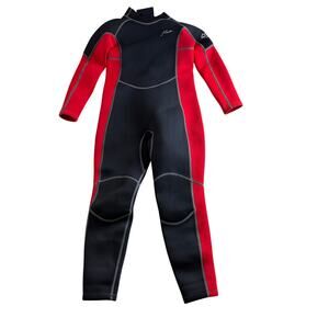 Hevto Kids Guardian Wetsuit Size 8 Black Red Neoprene Youth Full Body 60-75 lbs
